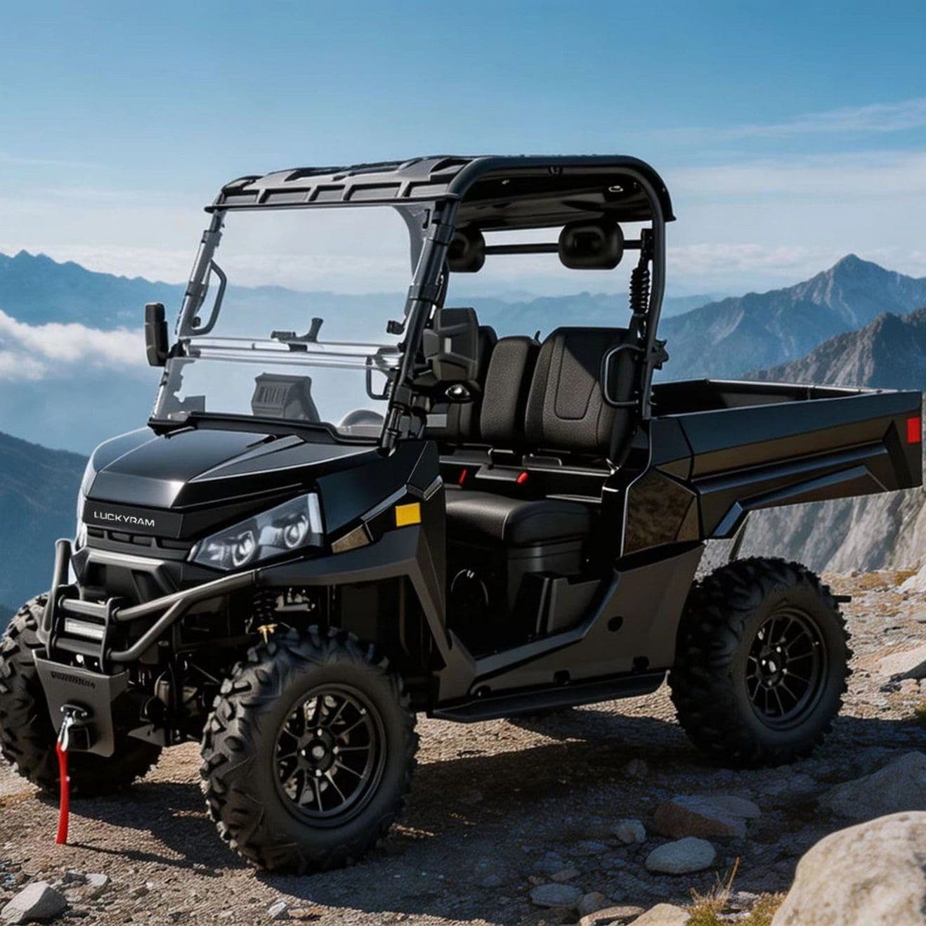 UTV Elektrik 4WD untuk Ladang Ladang 14 Inch Tayar Luar Jalan 350kg Katil Buang