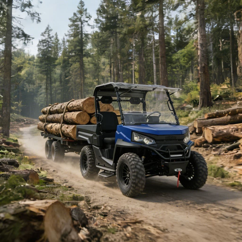 UTV Elektrik 4WD untuk Memburu Tapak Kerja 73.6V Bateri Litium PKE Tanpa Kunci