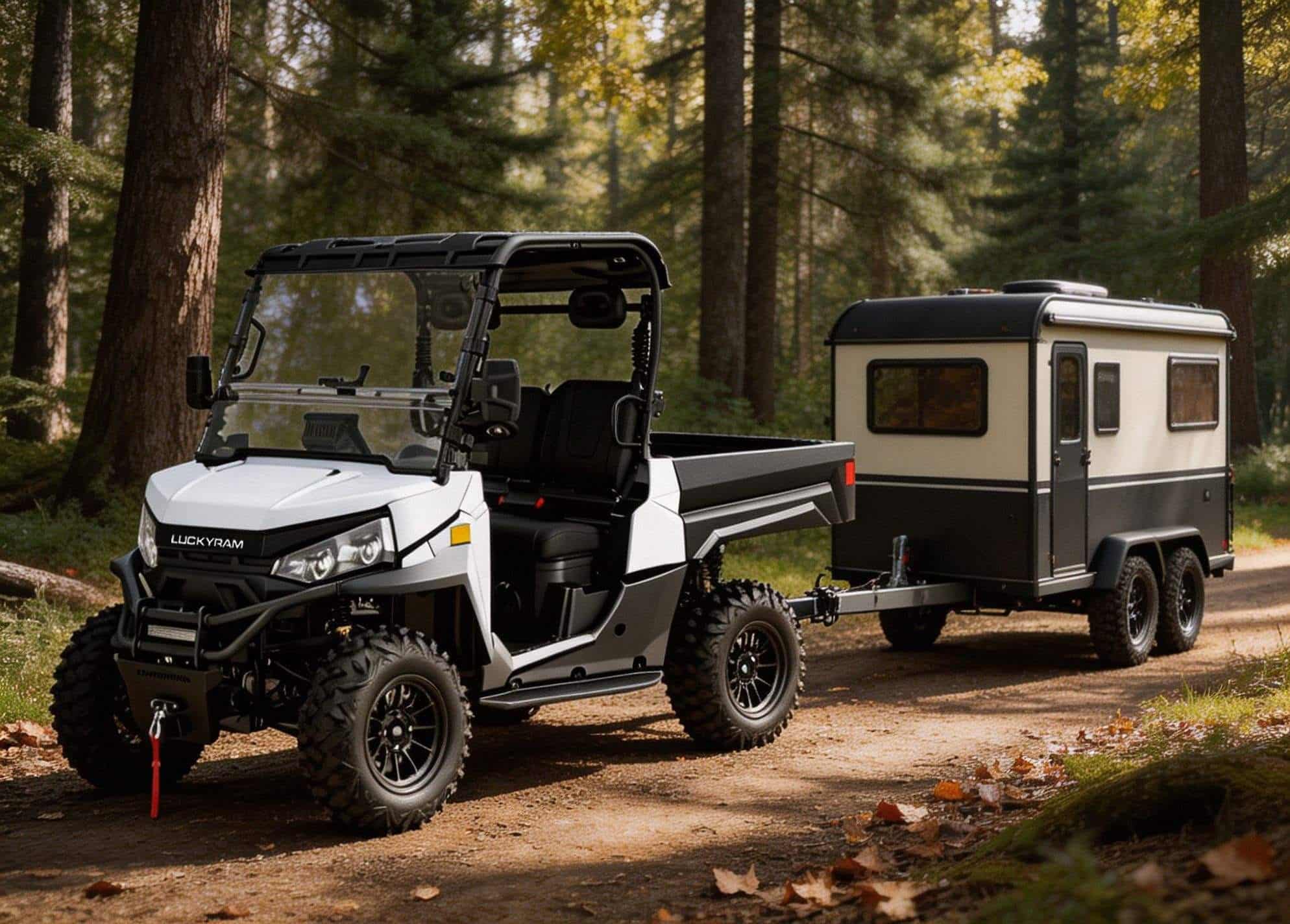 4WD Off Road Elektrik UTV 73.6V PKE Tanpa Kunci 20KW Kuasa Puncak 670kg