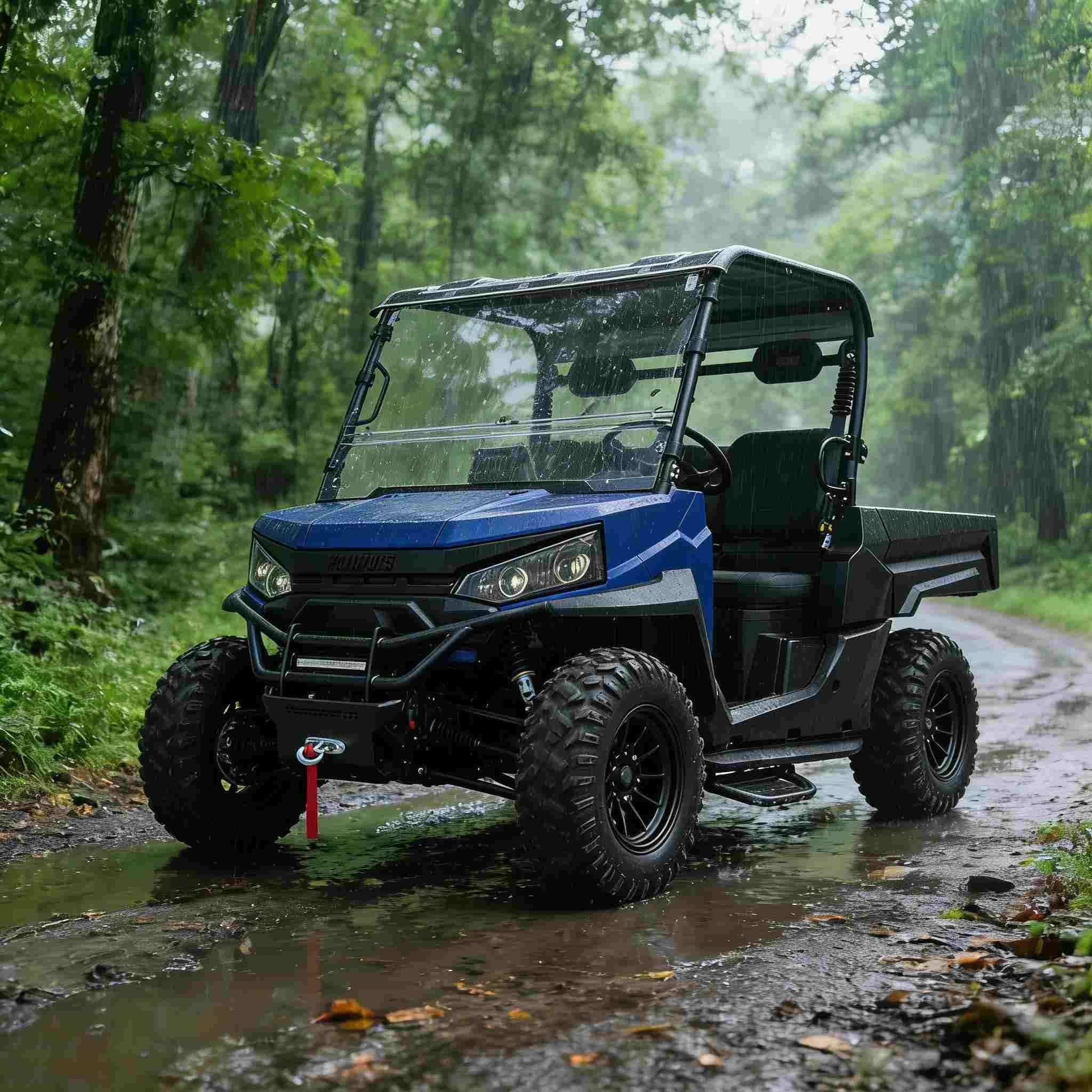 Elektrik UTV 4WD untuk Memburu 20KW Kuasa Puncak 1000kg Tunda
